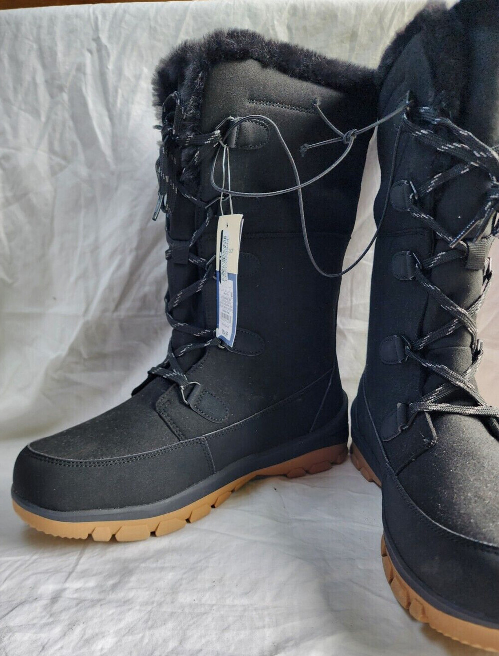 New Women Carla Tall Winter Boots Universal Thread Jet Black Water Proof Size 6